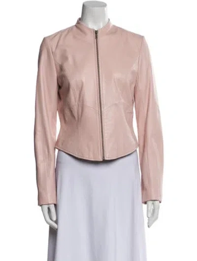 Pre-owned Bagatelle Leather Biker Jacket In Pink