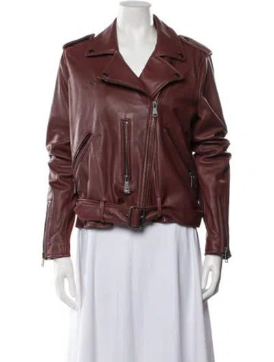 Pre-owned Bagatelle Leather Biker Jacket In Red