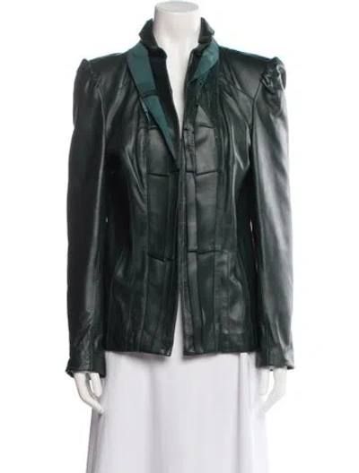 Pre-owned Bagatelle Leather Blazer In Green