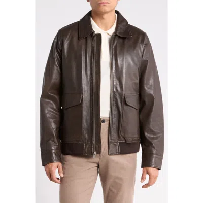Bagatelle Leather Bomber Jacket In Brown
