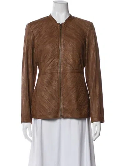 Pre-owned Bagatelle Leather Jacket In Brown