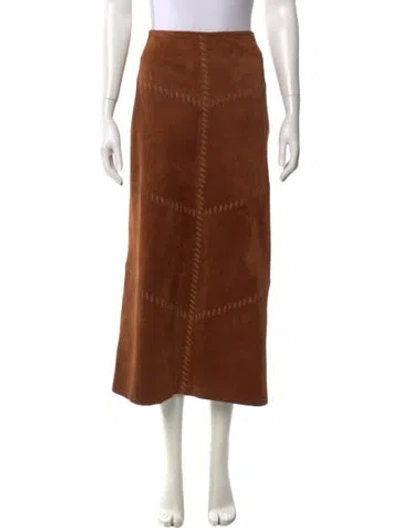 Pre-owned Bagatelle Leather Midi Length Skirt In Brown