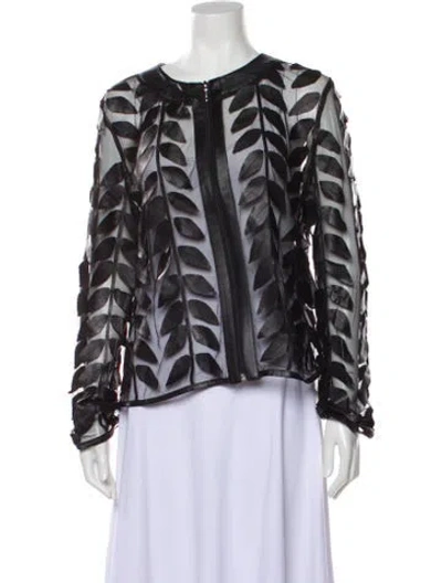 Pre-owned Bagatelle Leather Printed Evening Jacket In Gray