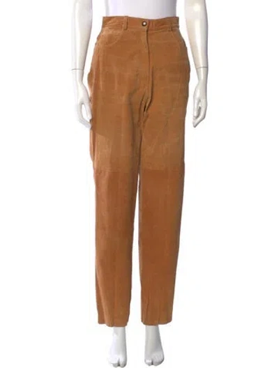 Pre-owned Bagatelle Leather Straight Leg Pants In Neutrals