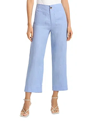 Bagatelle Linen Wide Leg Cropped Pants In Blue