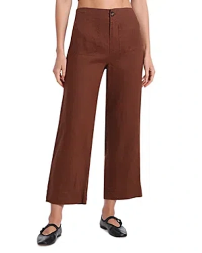 Bagatelle Linen Wide Leg Cropped Pants In Cacao
