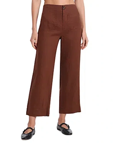 Bagatelle Linen Wide Leg Cropped Pants In Brown