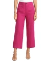 Bagatelle Linen Wide Leg Cropped Pants In Fuschia