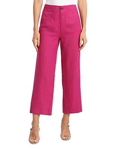 Bagatelle Linen Wide Leg Cropped Pants In Fuschia