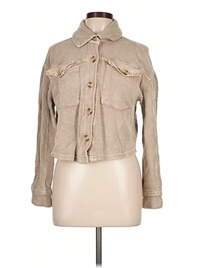 Pre-owned Bagatelle Long Sleeve Top Tan Square Neckline Tops
