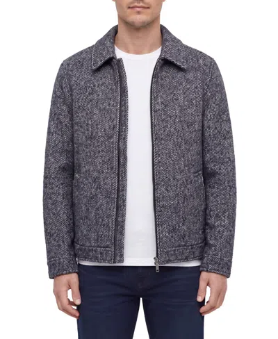 Bagatelle Men's Chevron Wool-blend Zip-up Blouson Jacket In Gray