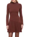 Bagatelle Mock Neck Knit Mini Sweater Dress In Brown