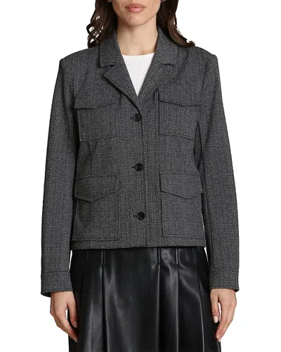 Bagatelle Notch Collar Knit Jacquard Jacket In Black
