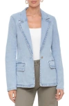 Bagatelle Padded Shoulder Denim Blazer In Light Wash