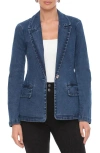 Bagatelle Padded Shoulder Denim Blazer In Tropea Wash