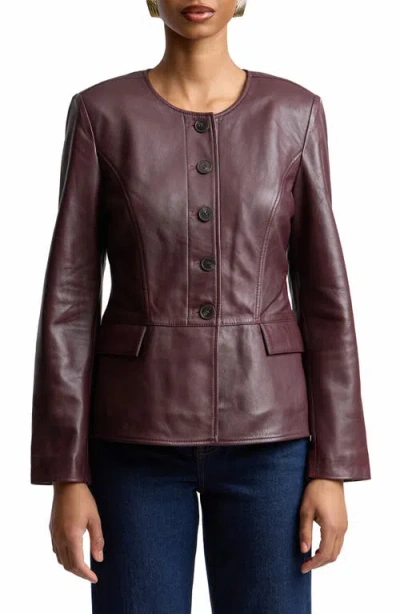 Bagatelle Peplum Leather Jacket In Black