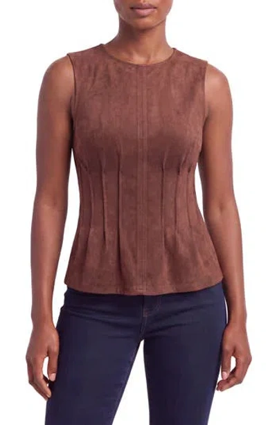 Bagatelle Pintucked Faux Suede Shell In Spice