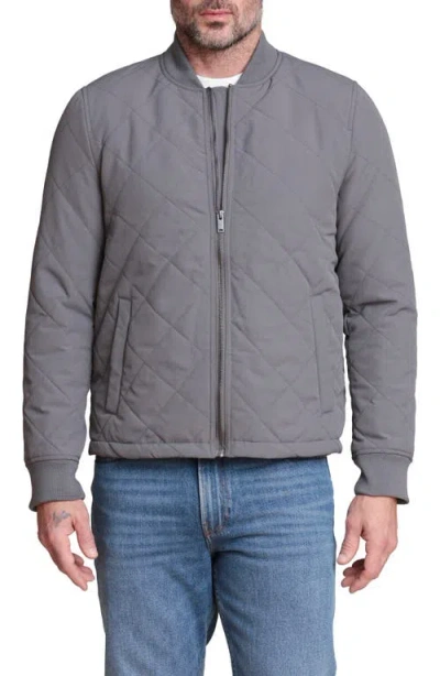 Bagatelle Quilted Bomber Jacket In Gray