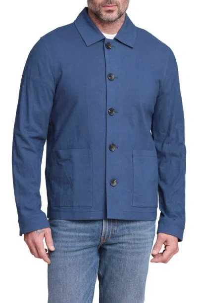Bagatelle Relaxed Fit Linen & Cotton Work Jacket In Blue