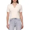 Bagatelle Scalloped Polo Sweater In Multi