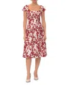 Bagatelle Seamed Flare Midi Dress In Dahlia Floral Print