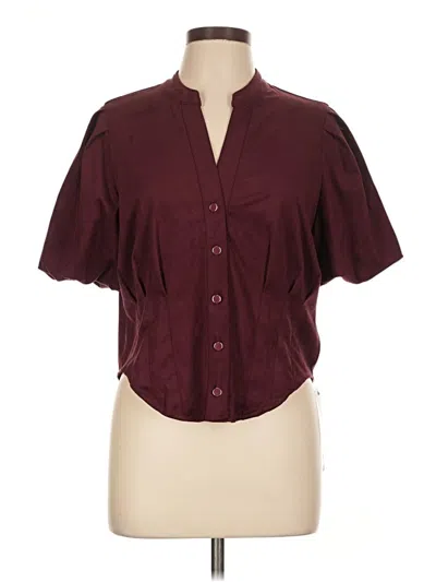 Pre-owned Bagatelle Short Sleeve Blouse In Burgundy