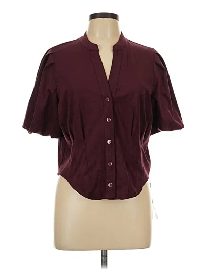 Pre-owned Bagatelle Short Sleeve Blouse In Burgundy
