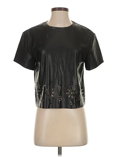 Pre-owned Bagatelle Short Sleeve Top Black Metallic Pattern Mock Neckline Tops