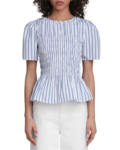 Bagatelle Smocked Peplum Top In Blue