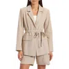 Bagatelle Belted Blazer Jacket In Sand Silver