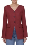 Bagatelle V-neck Longline Blazer In Red
