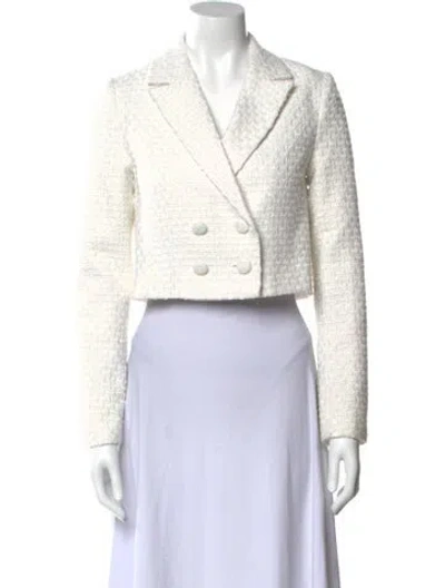 Pre-owned Bagatelle V-neck Long Sleeve Crop Top In White