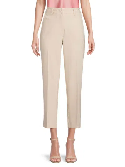 Bagatelle Women's Cropped Flat Front Straight Fit Pants In Neutral