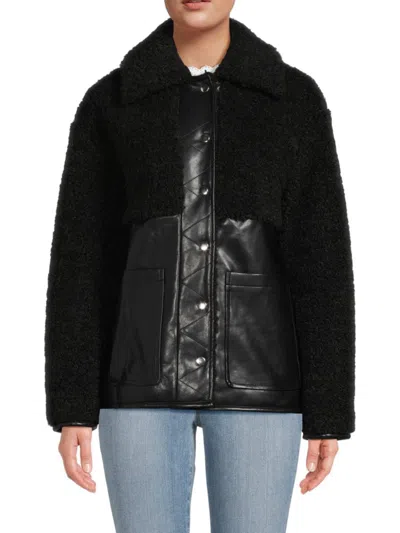 Bagatelle Women's Faux Leather & Faux Fur Jacket In Black