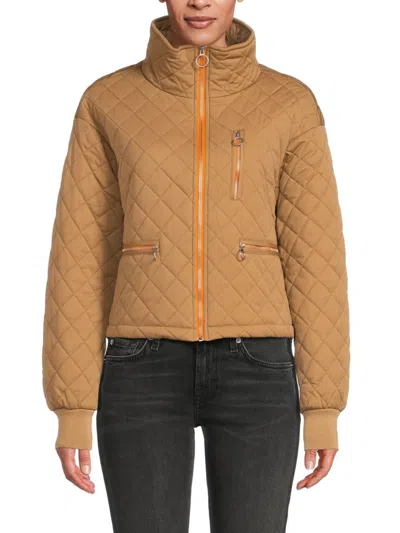 Bagatelle Women's Quilted Crop Jacket In Khaki