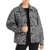 Bagatelle Womens Animal Print Collared Shirt Jacket In Gray