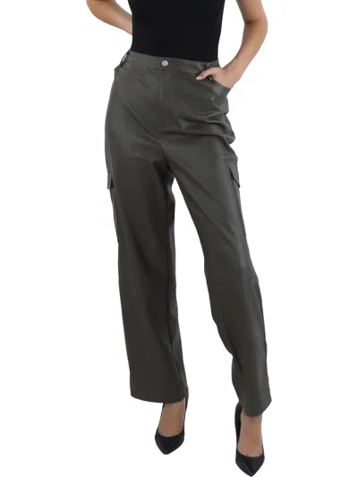 Bagatelle Womens Faux Leather High Rise Cargo Pants In Pink