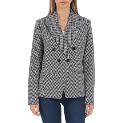 Bagatelle Womens Ponte Herringbone One-button Blazer In Blue