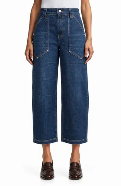 Bagatelle Work High Waist Barrel Jeans In Blue