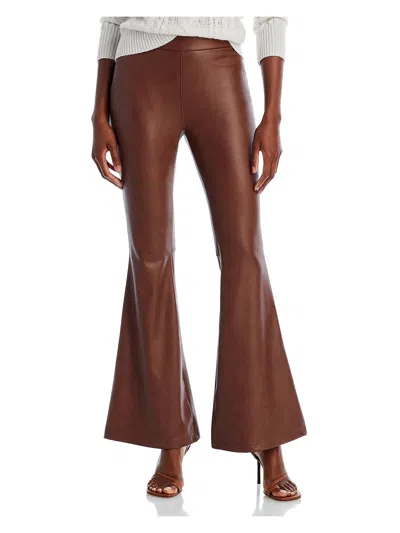 Bagatelle.nyc Womens Faux Leather High Waist Flared Pants In Brown
