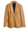 Bagatelle.city Women's Snap Button Notch Collar Leather Jacket In Brown In Brown