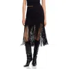 Bagatelle.nyc Bagatelle Faux Suede Fringe Midi Skirt In Black