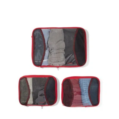 Baggallini 2 Medium / 1 Large Compression Packing Cubes Travel Set In Red