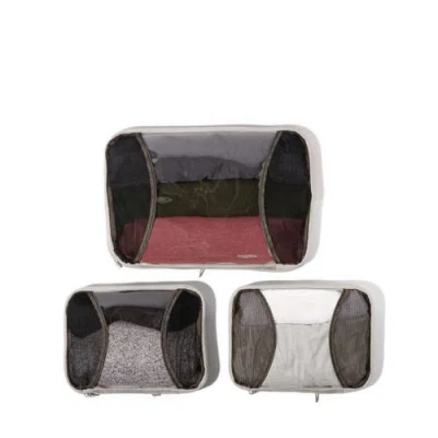 Baggallini 2 Medium / 1 Large Compression Packing Cubes Travel Set In Sleet Gloss Ripstop