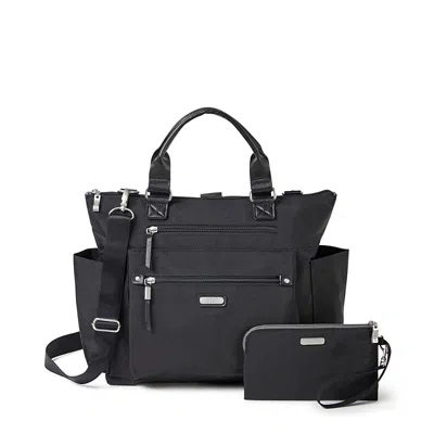 Baggallini 3-in-1 Convertible Backpack With Rfid Phone Wristlet In Black