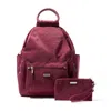 Baggallini All Day Backpack With Rfid Phone Wristlet In Red