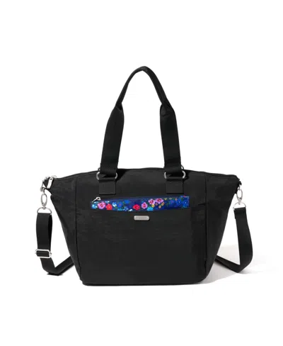 Baggallini All-day Removable Pouch Tote In Black,flower Market