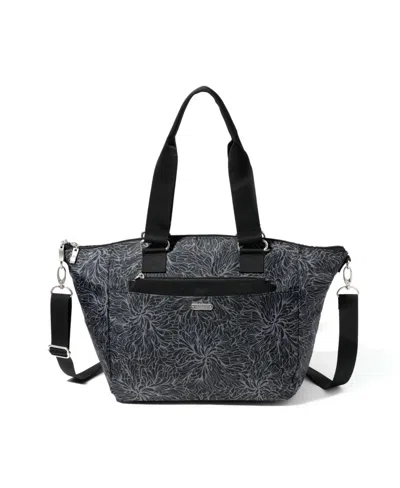 Baggallini All-day Removable Pouch Tote In Midnight Blossom Print