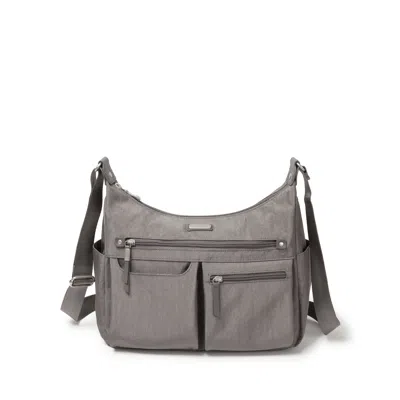 Baggallini Anywhere Large Hobo Tote With Rfid Phone Wristlet In Gray