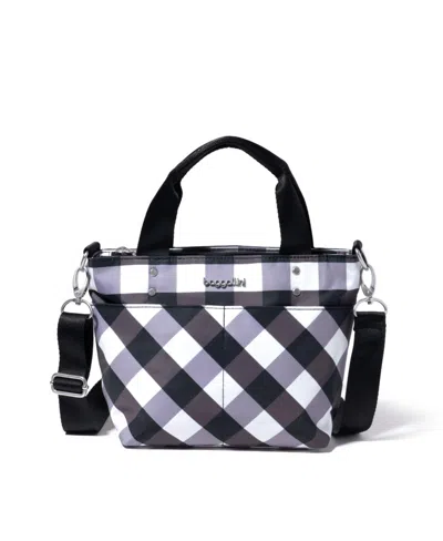 Baggallini Baggillini Mini Carryall Tote Bag In Black White Gingham